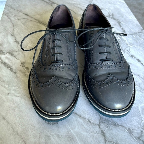 Great condition  Attilio Giusti Leombruni women’s grey leather brogues size 38.5 - Picture 2 of 8